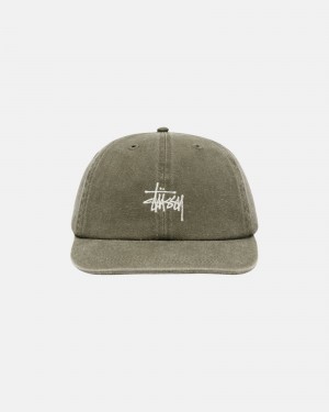 Ball Cap Stüssy Low Pro Basic Washed Strapback Vert Olive | AU02-F0-PI