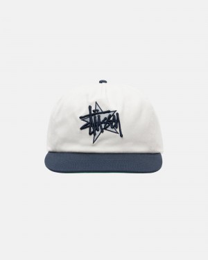 Ball Cap Stüssy Mid-Depth Basic Star Strapback Blanche | HO82-G6-CB