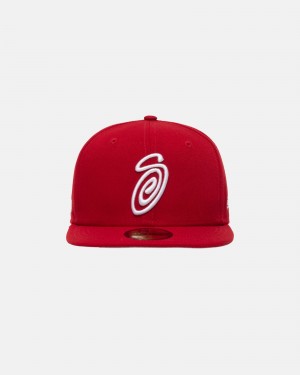 Ball Cap Stüssy New Era 59Fifty Curly S Rouge | LU37-J2-PG