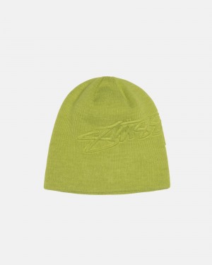 Bonnet Stüssy Skullcap Embossed Smooth Stock Lime | PZ27-O4-IE