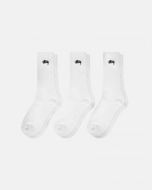 Chaussette Stüssy Stock Crew Sock Pack Blanche | HH31-A7-KF