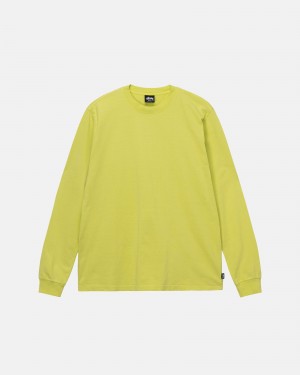 Long Sleeve Knit Stüssy Heavyweight Pigment Dyed Ls Crew Jaune | OB55-U1-GV