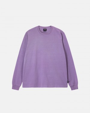 Long Sleeve Knit Stüssy Heavyweight Pigment Dyed Ls Crew Lavande | MF13-B6-KO