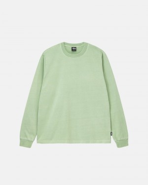 Long Sleeve Knit Stüssy Heavyweight Pigment Dyed Ls Crew Vert | JQ32-Q2-TM