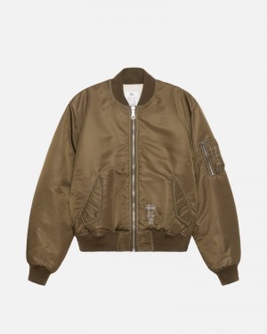 Long Sleeve Outerwear Stüssy Built Reversible Bomber Jacket Marron | TT36-D9-DT