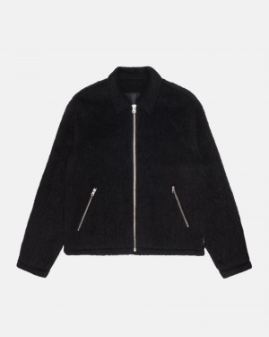 Long Sleeve Outerwear Stüssy Mohair Club Jacket Noir | FG76-I7-SW