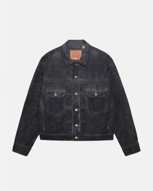 Long Sleeve Outerwear Stüssy & Levi's Dyed Jacquard Trucker Jacket Noir | IB20-N2-WL