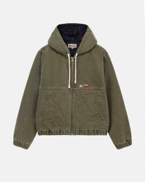 Long Sleeve Outerwear Stüssy Travail Jacket Insulated Tela Vert Olive | JT32-G4-ZP