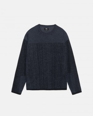 Long Sleeve Sweater Stüssy Engineered Panel Pull Bleu Marine | DT42-U7-WH