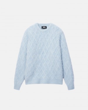 Long Sleeve Sweater Stüssy Fuzzy Lattice Crew Pull Ice | SH82-E2-UH