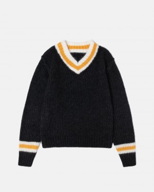 Long Sleeve Sweater Stüssy Mohair Tennis Pull Charcoal | GV14-F0-RB