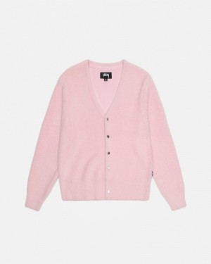 Long Sleeve Sweater Stüssy Shaggy Cardigan Rose Clair | LQ79-W6-QV