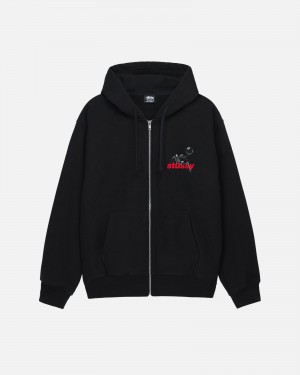 Long Sleeve Sweatshirt Stüssy Apocalypse Zip Hoodie Noir | ZR34-H6-JL