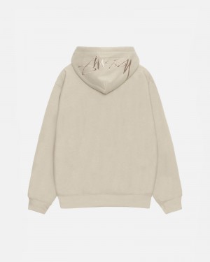 Long Sleeve Sweatshirt Stüssy Back Hood Applique Hood Kaki | JM16-W0-LU