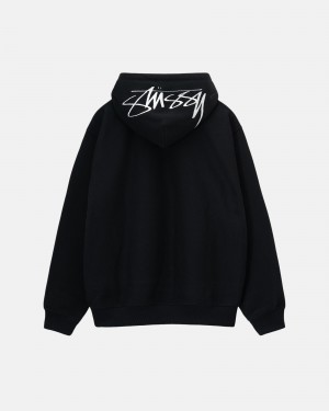 Long Sleeve Sweatshirt Stüssy Back Hoodie Applique Hoodie Noir | WO87-M5-VV