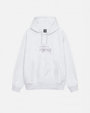 Long Sleeve Sweatshirt Stüssy Basic Applique Hoodie Ash Heather | OE10-Q5-YP