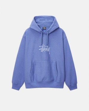 Long Sleeve Sweatshirt Stüssy Basic Applique Hoodie Storm | UQ70-U3-MS