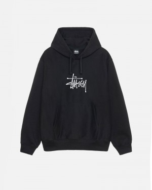 Long Sleeve Sweatshirt Stüssy Basic Applique Hoodie Noir | DN15-K6-TP