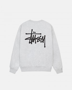 Long Sleeve Sweatshirt Stüssy Basic Stussy Crew Ash Heather | SV02-Q2-RZ