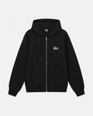 Long Sleeve Sweatshirt Stüssy Basic Stussy Zip Hoodie Noir | AJ73-R6-EW