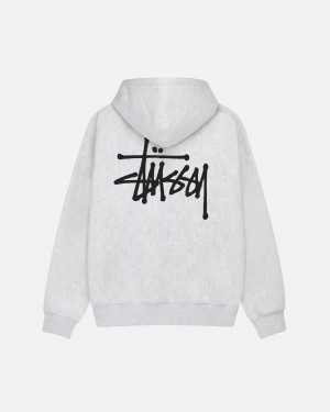 Long Sleeve Sweatshirt Stüssy Basic Stussy Hoodie Ash Heather | RD34-Y8-DK