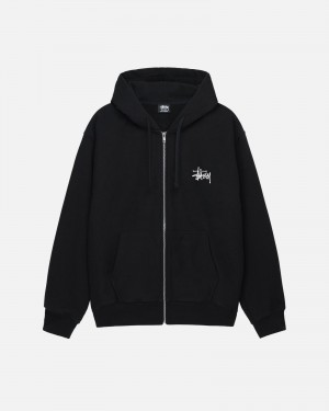 Long Sleeve Sweatshirt Stüssy Basic Stussy Zip Hoodie Noir | CE98-H1-DM