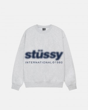 Long Sleeve Sweatshirt Stüssy Blur Crew Ash Heather | AZ62-F8-GG