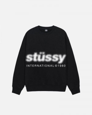 Long Sleeve Sweatshirt Stüssy Blur Crew Noir | SJ35-T4-AB