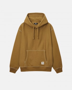 Long Sleeve Sweatshirt Stüssy Contrast Stitch Label Hoodie Vert Olive | EN59-G8-SP