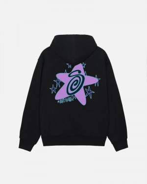 Long Sleeve Sweatshirt Stüssy Galaxy Hoodie Noir | MQ32-W8-ZH