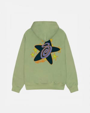 Long Sleeve Sweatshirt Stüssy Galaxy Hoodie Moss | UD76-E6-WU