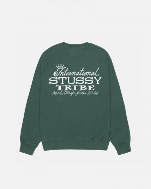 Long Sleeve Sweatshirt Stüssy IST Crew Pigment Dyed Forest | RX57-N1-GE