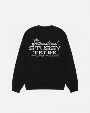 Long Sleeve Sweatshirt Stüssy IST Crew Pigment Dyed Noir | SW01-L9-ZQ