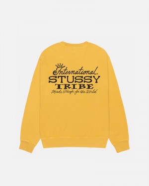 Long Sleeve Sweatshirt Stüssy IST Crew Pigment Dyed Honey | VI02-S8-UH