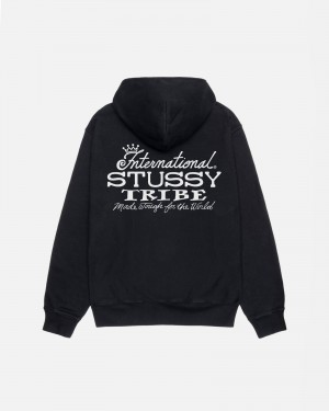 Long Sleeve Sweatshirt Stüssy IST Hoodie Pigment Dyed Noir | TG41-Z3-PA