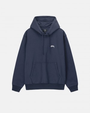 Long Sleeve Sweatshirt Stüssy Overdyed Stock Logo Hoodie Bleu Marine | YW16-C2-XD