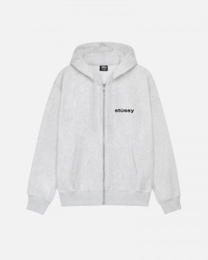 Long Sleeve Sweatshirt Stüssy SS-Link Zip Hoodie Ash Heather | BK03-L0-VO