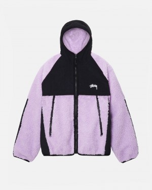 Long Sleeve Sweatshirt Stüssy Sherpa Paneled Encapuchonné Jacket Lavande | DE10-A9-UG