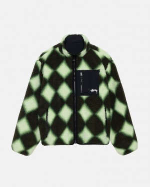 Long Sleeve Sweatshirt Stüssy Sherpa Reversible Jacket Vert | RO04-P2-ZX