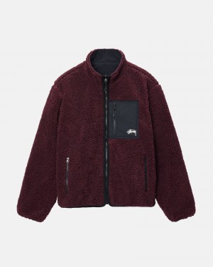 Long Sleeve Sweatshirt Stüssy Sherpa Reversible Jacket Bordeaux | SE32-I4-ZO