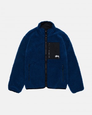 Long Sleeve Sweatshirt Stüssy Sherpa Reversible Jacket Bleu | WM71-F4-BR