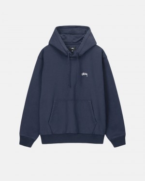 Long Sleeve Sweatshirt Stüssy Stock Logo Hoodie Bleu Marine | ZM38-L1-VL