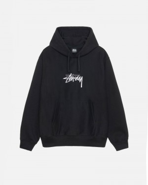 Long Sleeve Sweatshirt Stüssy Stock Logo Applique Hoodie Noir | OI07-T1-WF