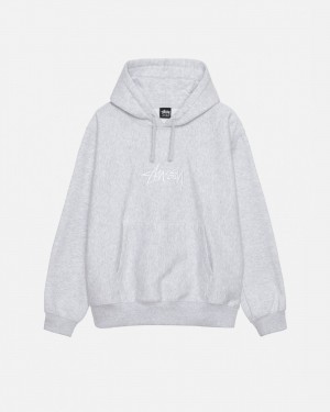 Long Sleeve Sweatshirt Stüssy Stock Logo Applique Hoodie Ash Heather | IB29-G4-WJ