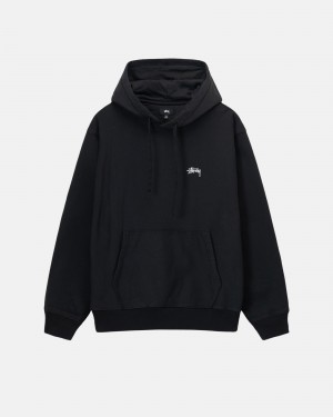 Long Sleeve Sweatshirt Stüssy Stock Logo Hoodie Noir | MH30-T9-WM