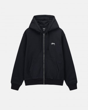 Long Sleeve Sweatshirt Stüssy Stock Logo Zip Hoodie Noir | PF50-C3-PM