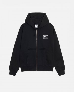 Long Sleeve Sweatshirt Stüssy & Nike Stone Washed Fleece Zip Hoodie Noir | AS13-J9-LE