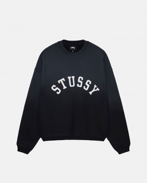 Long Sleeve Sweatshirt Stüssy Sun Faded Oversized Crew Noir | YW35-P2-XV