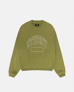 Long Sleeve Sweatshirt Stüssy Varsity Oversized Crew Vert | QQ85-S7-JM