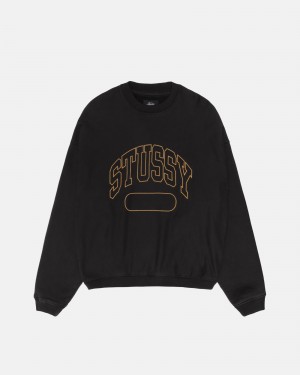 Long Sleeve Sweatshirt Stüssy Varsity Oversized Crew Noir | CK89-G7-RO